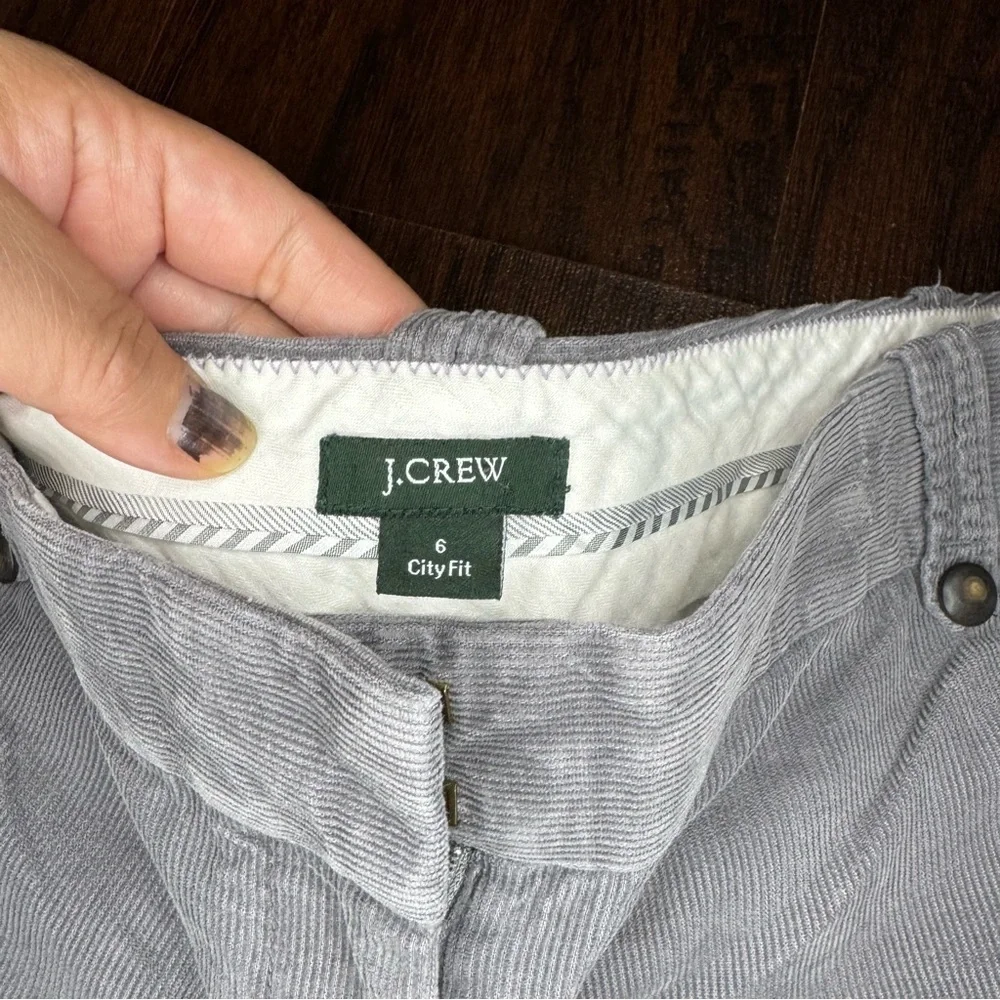 J. Crew City Fit Women's Cuffed Gray Flare Mid Rise Corduroy Jeans 6